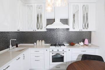 Beautiful kitchen interior with new stylish furniture