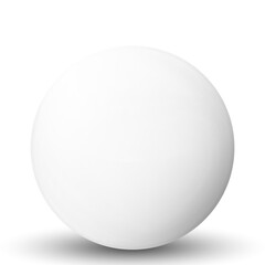 Glass white ball or precious pearl. Glossy realistic ball, 3D abstract vector illustration highlighted on a white background. Big metal bubble with shadow.