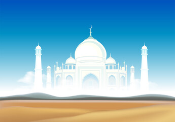 Muslim feast of the holy month of Ramadan.  3D vector. High detailed realistic illustration