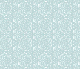 Floral vector seamless pattern. White leaves on dusty blue background. Abstract floral pattern. Vector illustration. Simple design for fabric, wallpaper, scrapbooking, textile, wrapping paper