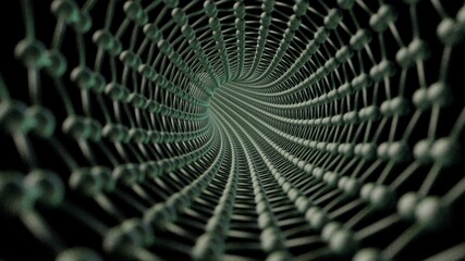 Zigzag carbon nanotube, hexagonal structure, 3d render with dark background