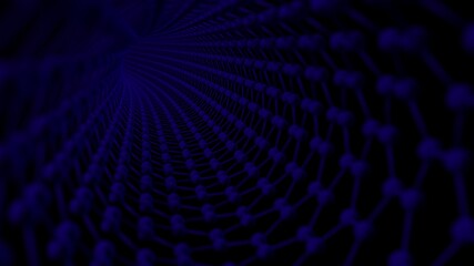 Fototapeta premium Zigzag carbon nanotube, hexagonal structure, 3d render with dark background