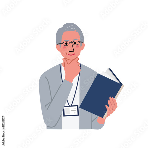 書類を手に持つシニア男性のイラスト Wall Mural Wallpaper Murals Matsu 書類を手に持つシニア男性のイラスト Wall Mural Wallpaper Murals Matsu