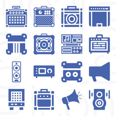 16 pack of amplification  filled web icons set