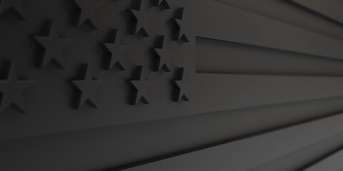 Black United States stars and stripes flag. Black history month. 3D Rendering