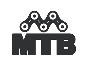 Mtb lettering. Mountain bike vector. Bicycle chain symbol. Cycling sport design for shirts, stickers, logos, and other products.