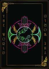 the illustration - card for tarot - the World Card.