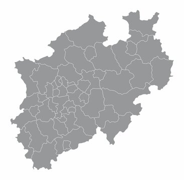 recommend clip art: The North Rhine-Westphalia isolated map divided in districts, Germany