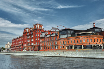 Moscow. Russia. July 30, 2020. River walks on the Moscow river. Summer evening. Kremlin embankm