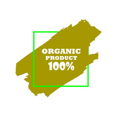 Organic products icon, food package label vector graphic design. Organic food logo, no chemicals sign, vector natural, organic food, bio, eco label and shape. Acrylic grunge tag organic farming label.