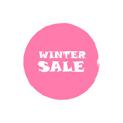 Winter sale sign over art pink brush acrylic stroke paint abstract texture background vector illustration. Acrylic paint brush stroke. Grunge ink brush stroke. Sale layout design for shop and banner.