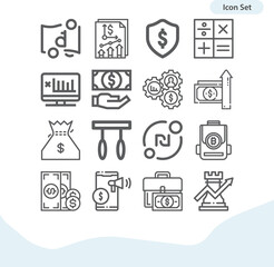 Simple set of funds related lineal icons.