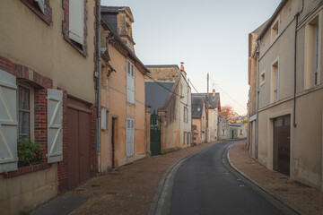 Fototapeta na wymiar A quiet evening on a residential street in the historic old town of Bayeux in Normandy, France