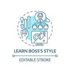 Learn style of director concept icon. Tips for newbies at work. Developing level idea thin line illustration. Leadership and management. Vector isolated outline RGB color drawing. Editable stroke