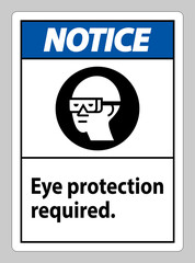 Notice Sign Eye Protection Required on white background