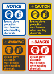 Fototapeta na wymiar Eye And Glove Protection Must Be Worn When Handling Chemicals