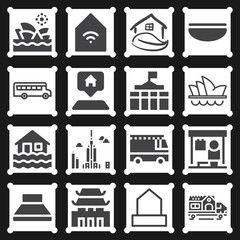 16 pack of roof  filled web icons set