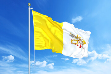 Vatican flag waving on a high quality blue cloudy sky, 3d illustration