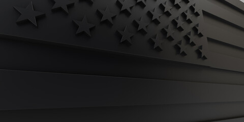 Black United States stars and stripes flag. Black history month. 3D Rendering