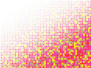 Obraz premium Colorful halftone dots. Rainbow geometric gradient for pop art designs. Geometric vintage monochrome fade wallpaper. Pop art print. Dotted geometric retro pattern. Comic halftone background.