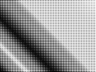 Halftone dots. White and black geometric gradient for pop art designs. Geometric vintage monochrome fade wallpaper. Pop art print. Dotted geometric retro pattern. Comic halftone background.