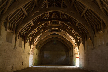 Medieval barn photographed in Oxfordshire.