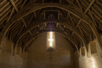 Medieval barn photographed in Oxfordshire.