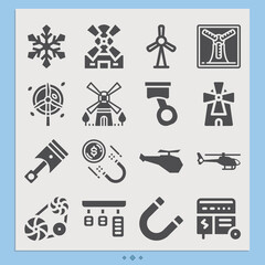 Simple set of rotor related filled icons.