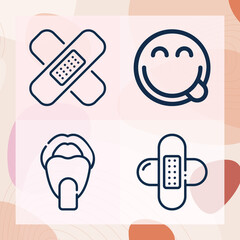 Simple set of sticking related lineal icons