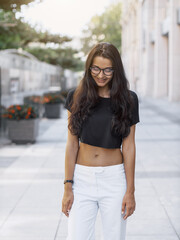 Young Woman Smiling Outdoors in the City