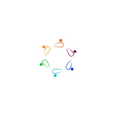 Colorful people together sign, symbol, art, logo isolated on white