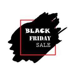 Black Friday Sale Poster with white text on grunge red brush stroke Acrylic grunge paint brush stroke Shopping discount promotion Banner for business, promotion and advertising Vector illustration