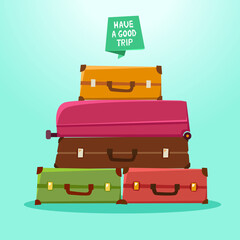 Banner with luggage, packages and ribbon 