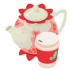 Tea time icon. Isometric illustration of tea time vector icon for web