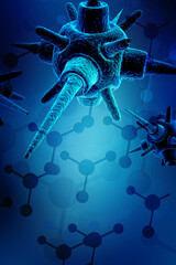 3d rendering Virus bacteria cells background