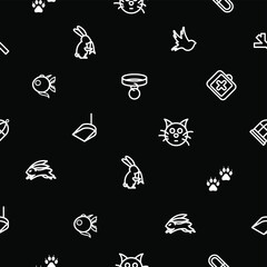 Seamless pattern Abstract Doodle Elements Hand Drawn Collection Pets Animal Vector Design Style Background Dog Cat Bone Food Training Caring Grooming  Illustration Icons