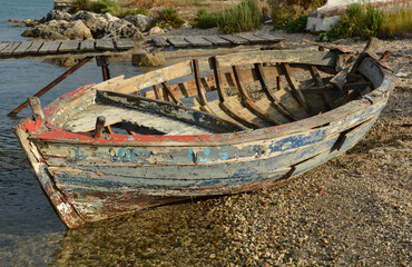 old fishing boat on the beach
