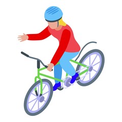 Vacation kid cycling icon. Isometric of vacation kid cycling vector icon for web design isolated on white background