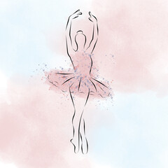 Silhouette of a ballerina. Dress in a watercolor style. Watercolor background © Антонина Крючкова