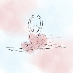 Silhouette of a ballerina. Dress in a watercolor style. Watercolor background © Антонина Крючкова