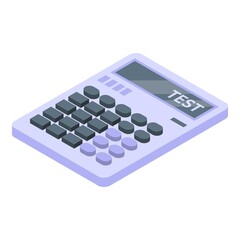 Test calculator icon. Isometric of test calculator vector icon for web design isolated on white background