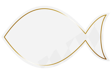 魚型フレーム　ホワイト＆ゴールド　一部にダイヤパターン