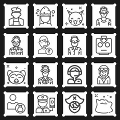 16 pack of two people  lineal web icons set