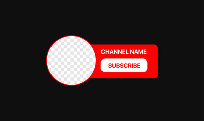 Youtube Profile Icon Interface. Subscribe Button. Channel Name. Transparent Placeholder. Put Your Photo Under Background. Social Media Vector Illustration. Black Background. Vector illustration