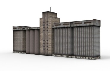 Old elevator render on a white background. 3D rendering
