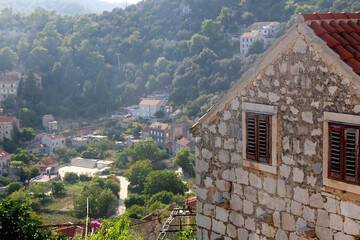 Fototapeta na wymiar Traditional Mediterranean house in town Lastovo, on island Lastovo, Croatia. 