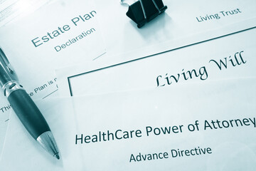 Estate planning documents :  Healthcare Power of Attorney, Living Trust, Living Will