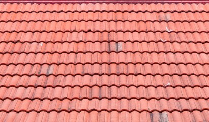 Red clay tile house roof pattern and background seamless