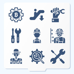 Simple set of 9 icons related to mechanic