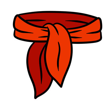 recommend clip art: Red scarf. Item of women's clothing for the neck. Cartoon illustration. Beautiful hand-drawn neckerchief
